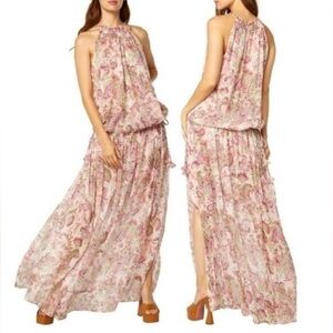 NWT Misa Angelina Floral Drop Waist Maxi Halter Dress Size M/L